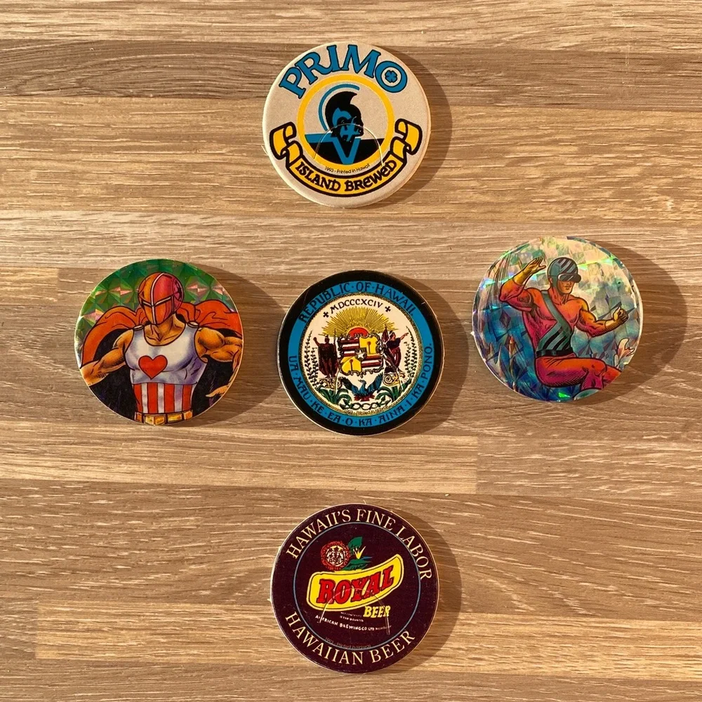 Primo beer Hawaiian 90s pogs milk caps vintage Nostalgia